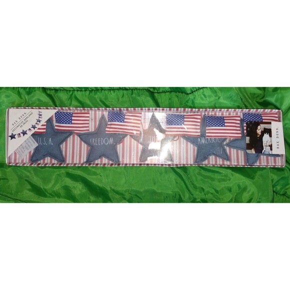 New Patriotic Stars Stripes American Flag Stuffed Cloth 45" Garland Rae Dunn - Picture 2 of 7